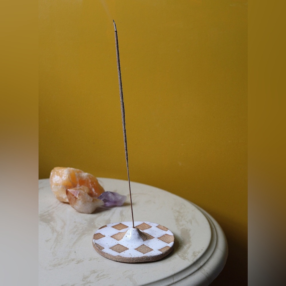Checkered Ceramic Incense Holder
